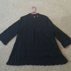 Black lace Bobeau top with scalloped hem